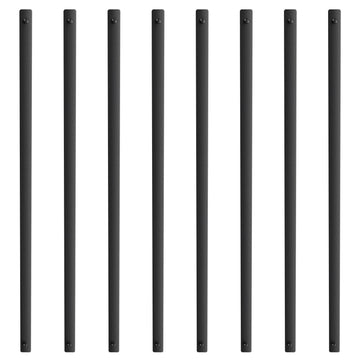 VEVOR Staircase Metal Balusters, 29.5'' x 1'' Flat Aluminum Alloy Decorative Banister Spindles, 51 Pack Deck Baluster with Screws, Classic Hollow Deck Railing Satin Black Powder Coated for Porch