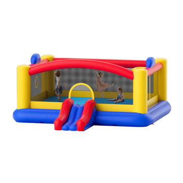 VEVOR Inflatable Bounce House, Outdoor High Quality Playhouse Trampoline, Jumping Bouncer with Blower, Slide, and Storage Bag, Family Backyard Bouncy Castle, for Kid Ages 3_10 Years, 4.5x4.4x2m