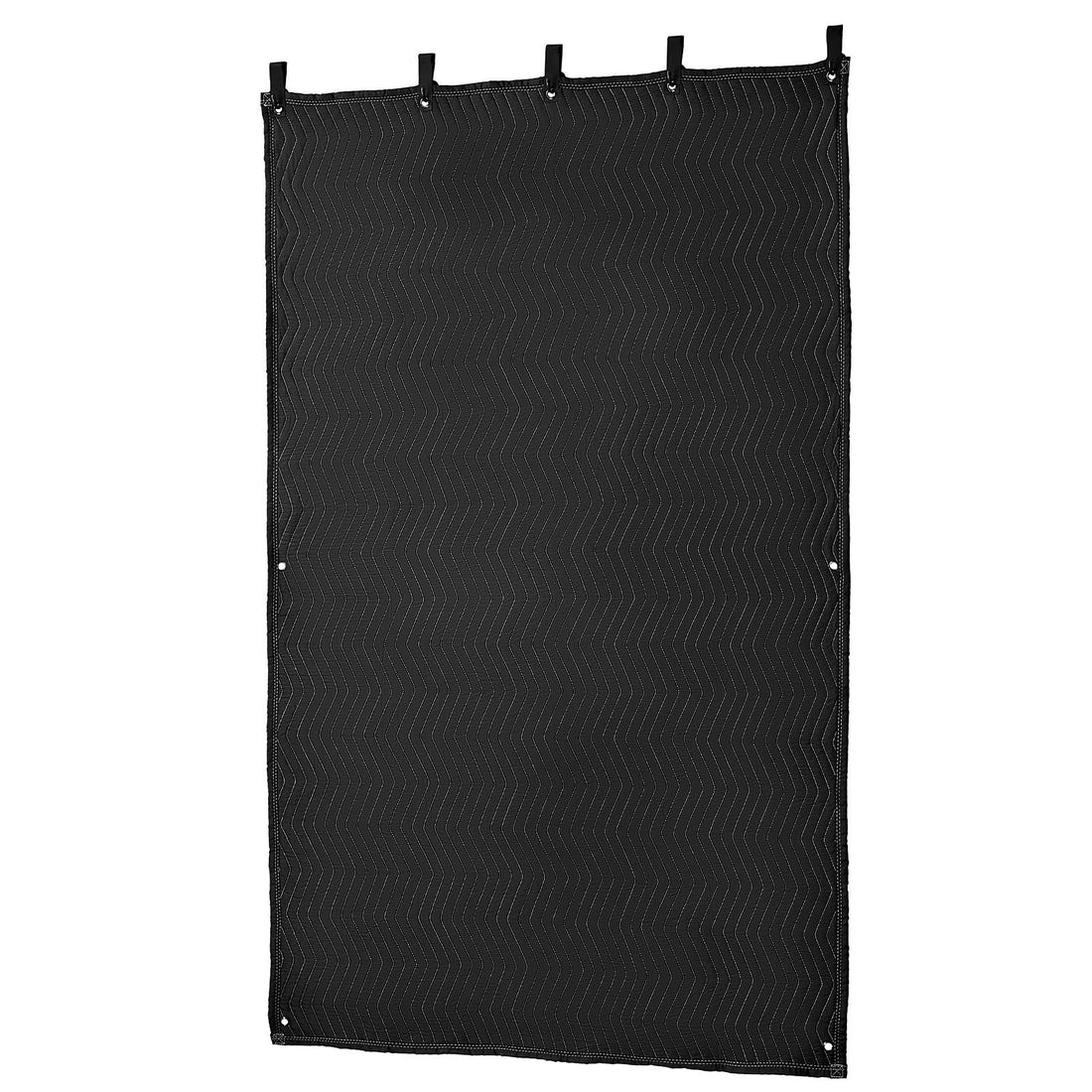 Black soundproof blanket with grommets, 2032 x 1219 mm, ideal for windows, doors, and music recording studio sound dampening.