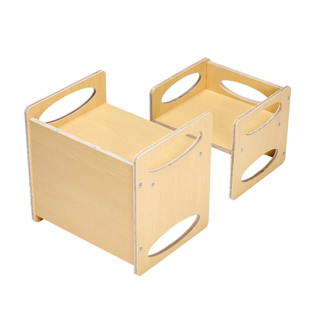 Wooden Montessori weaning table and chair set for toddlers, adjustable height kids furniture for reading, eating, and playing.