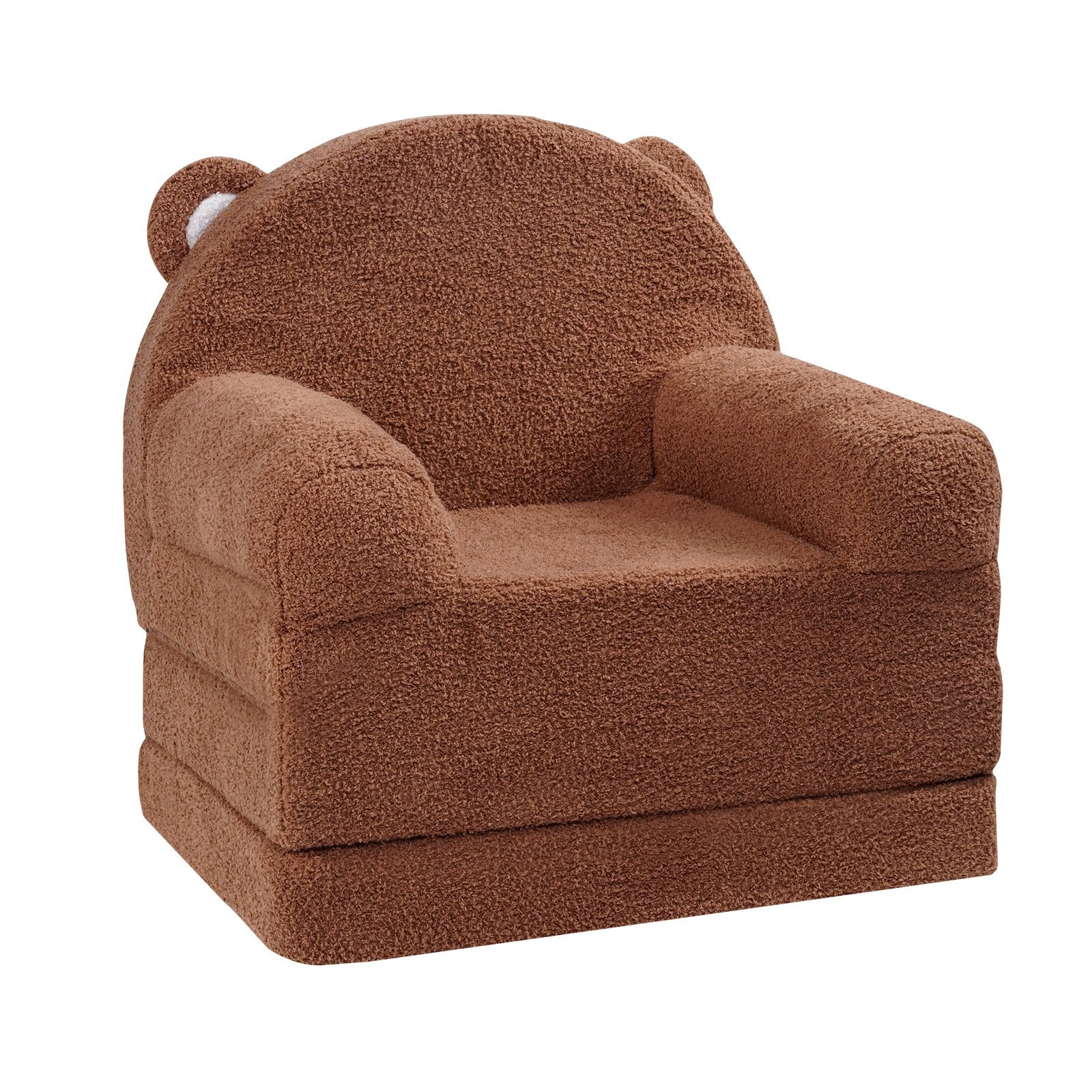 VEVOR Baby Chair Foldable 2-in-1 Baby Lounger Couch Cartoon Kids Sofa Brown