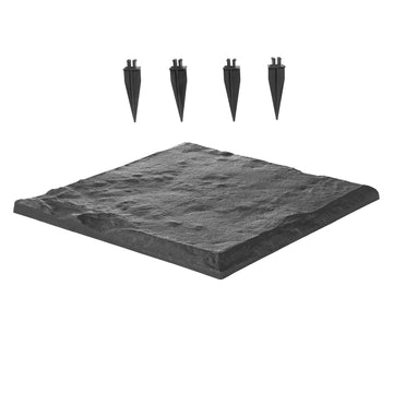 Garden Stepping Stones, 4Pcs 39.5x39.5 cm Decorative Stepping Stones with Stakes, Weather-Resistant Plastic Pathway Pavers, Smooth Surface, Outdoor Walkway for Lawn Patio Landscape, Grey