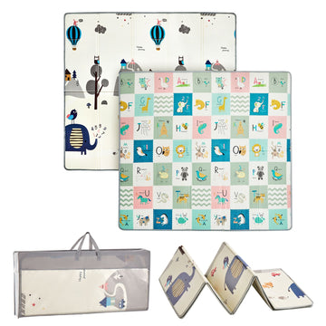 Baby Play Mat, 71""x79"" Extra Large Baby Crawling Mat, Non-Slip One-Piece Foam Baby Playmat, Foldable Reversible Floor Mat with Travel Bag, Waterproof Activity Playmat for Babies Toddlers Infants