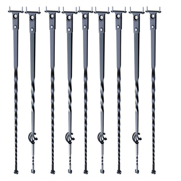 Staircase Metal Balusters, 44'' x 1/2" Galvanized Steel Decorative Banister Spindles, 10 Pack Deck Baluster with Hollow Single Baskets, Twists, Spiral Stair Railing w/ Shoes & Screws