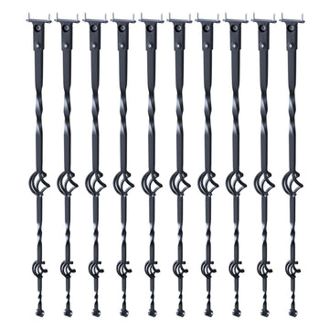 Staircase Metal Balusters, 44'' x 1/2" Galvanized Steel Decorative Banister Spindles, 10 Pack Deck Baluster with Hollow Double Baskets, Spiral Stair Railing with Shoes & Screws
