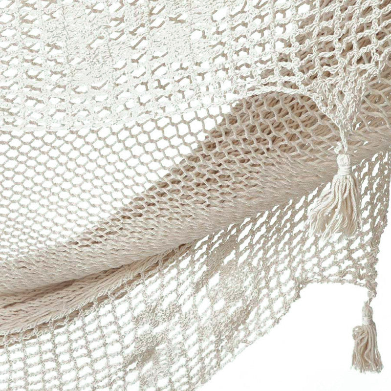 Outdoor undercover cotton Mayan Legacy hammock with hand crocheted tassels King Size Marble