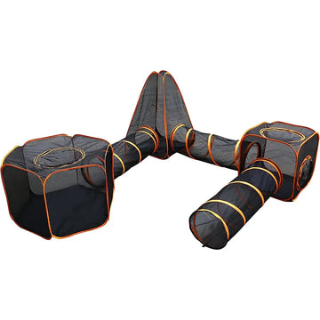 Foldable 6-in-1 outdoor pet cat playpen with mesh sides, tunnel, and storage bag, suitable for indoor and outdoor use by Everything Baby.