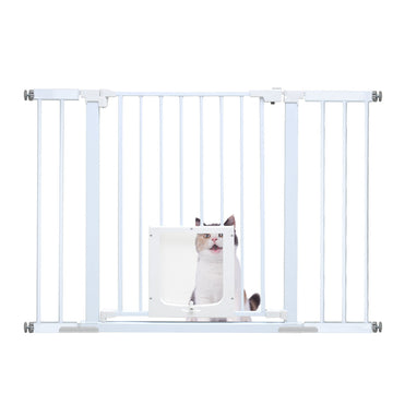 Alston 76cm Tall Baby Pet Security Gate Safety Adjustable Width with Cat Door for House Doorways Stairs Guard Extension Part Width 12cm/24cm Wall Mount