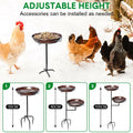 Metal bird bath and feeder with double 12-inch bowls, freestanding stand with stakes, suitable for garden outdoor decor.
