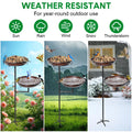 Double 12-inch metal bird bath and feeder with stand, outdoor garden decor, large capacity, suitable for birds in garden settings.