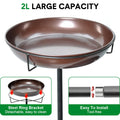 Metal bird bath and feeder with double 12-inch bowls, freestanding stand, stakes, ideal for garden outdoor decor and birdwatching.