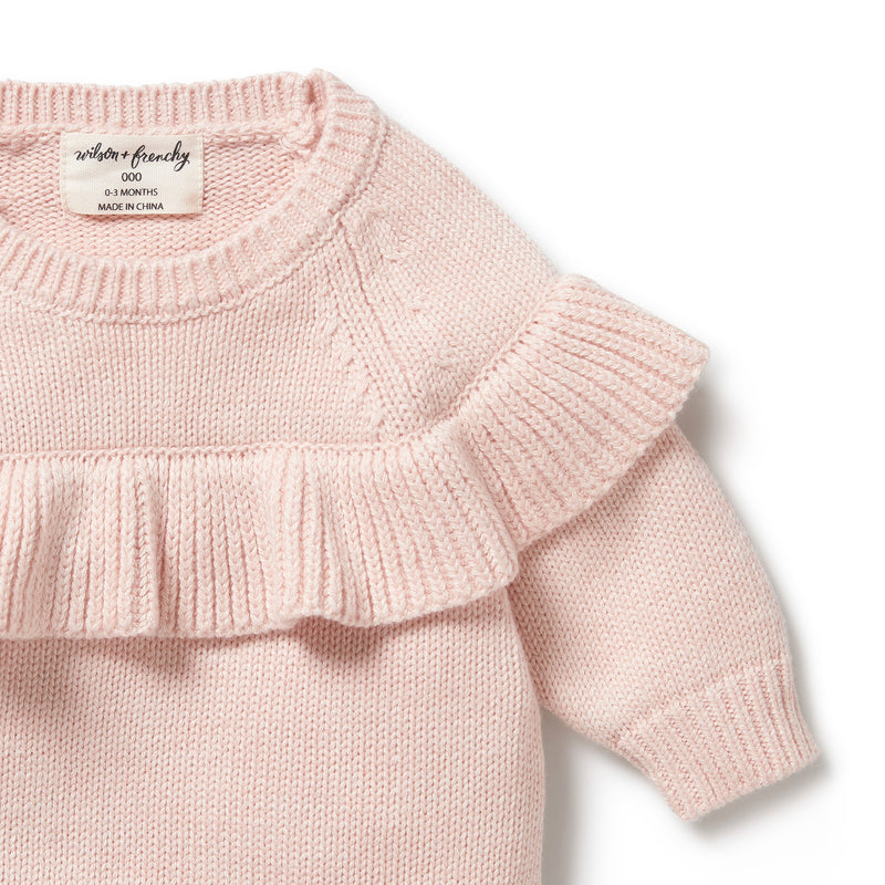 Wilson & Frenchy Knitted Ruffle Jumper - Pink