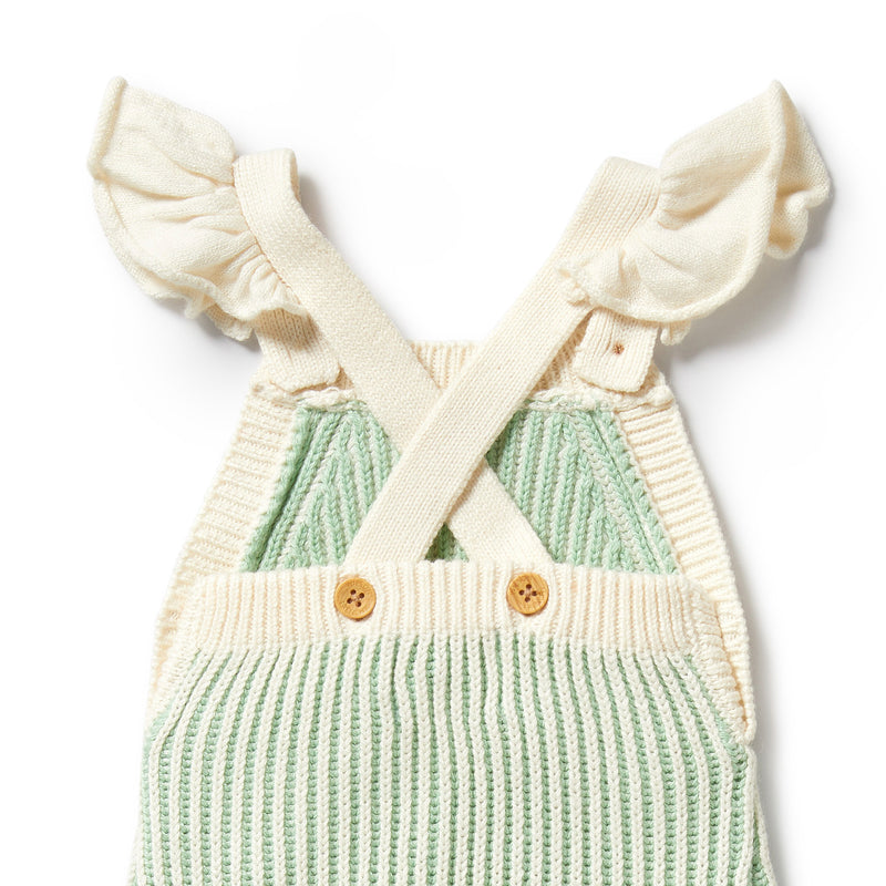 Wilson & Frenchy Knitted Ruffle Overall - Mint Green