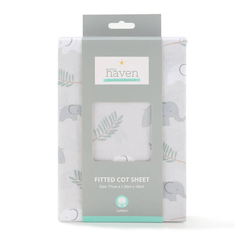 Little Haven Cot Fitted Sheet - Elephant