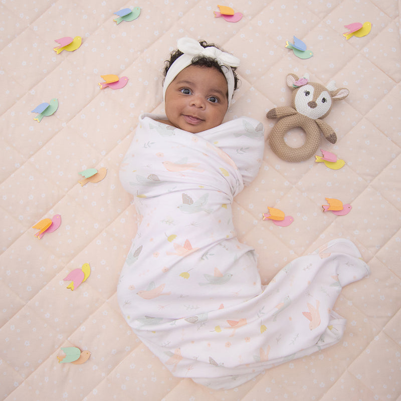 Jersey Swaddle & Rattle - Ava/Fawn