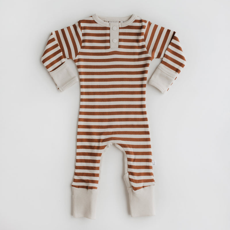 Snuggle Hunny Growsuit - Biscuit Stripe