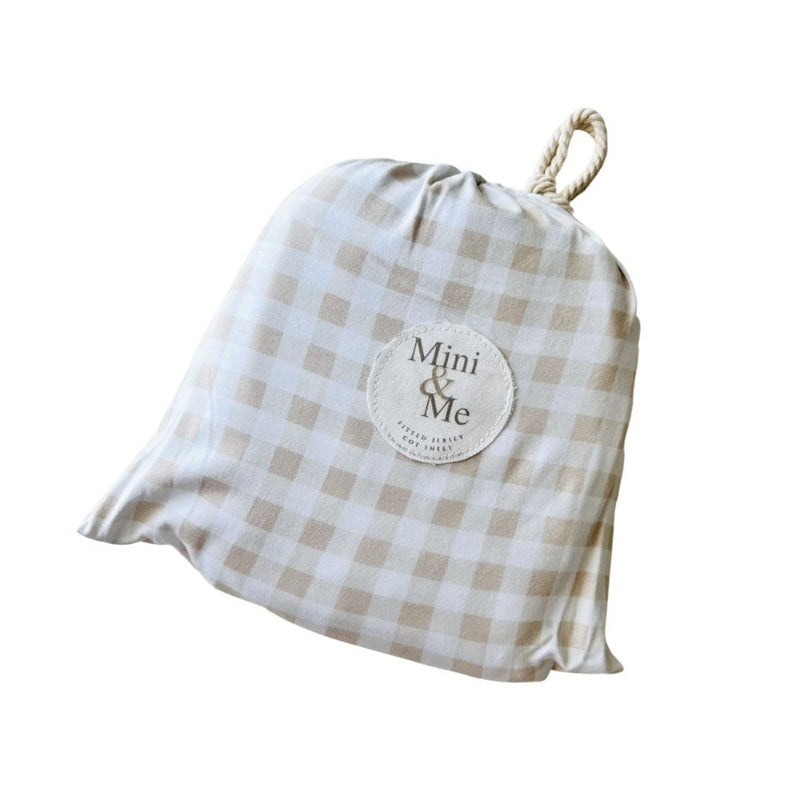 Mini & Me Cot Fitted Sheet - Nude Gingham