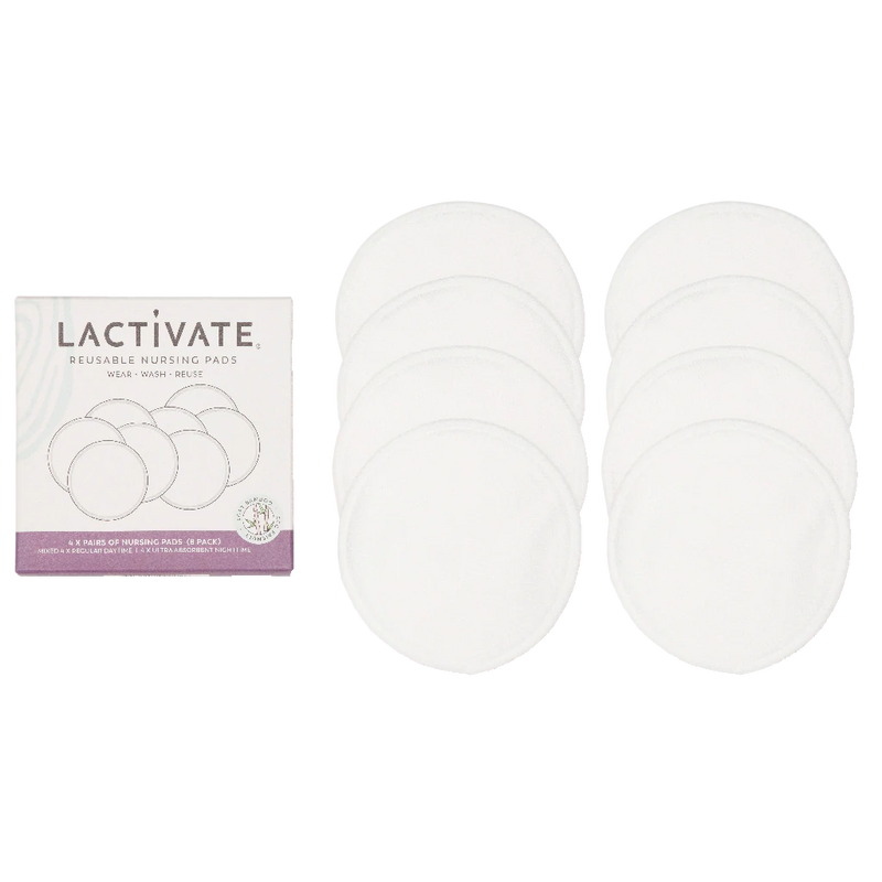 Lactivate Reusable Nursing Pads 8pk - White