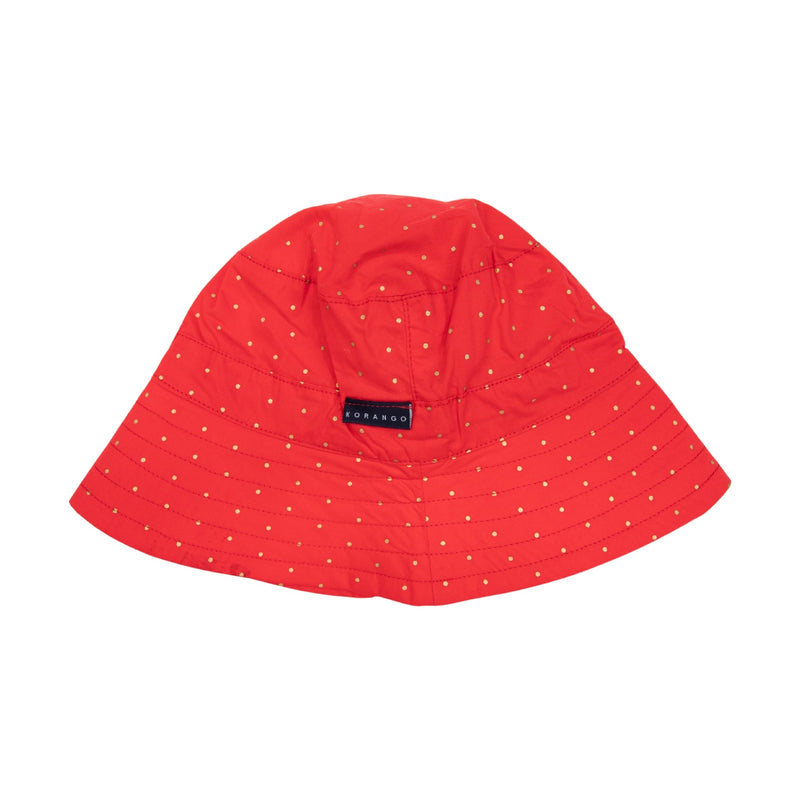 Gold Sot Cotton Poplin Sun Hat - Red