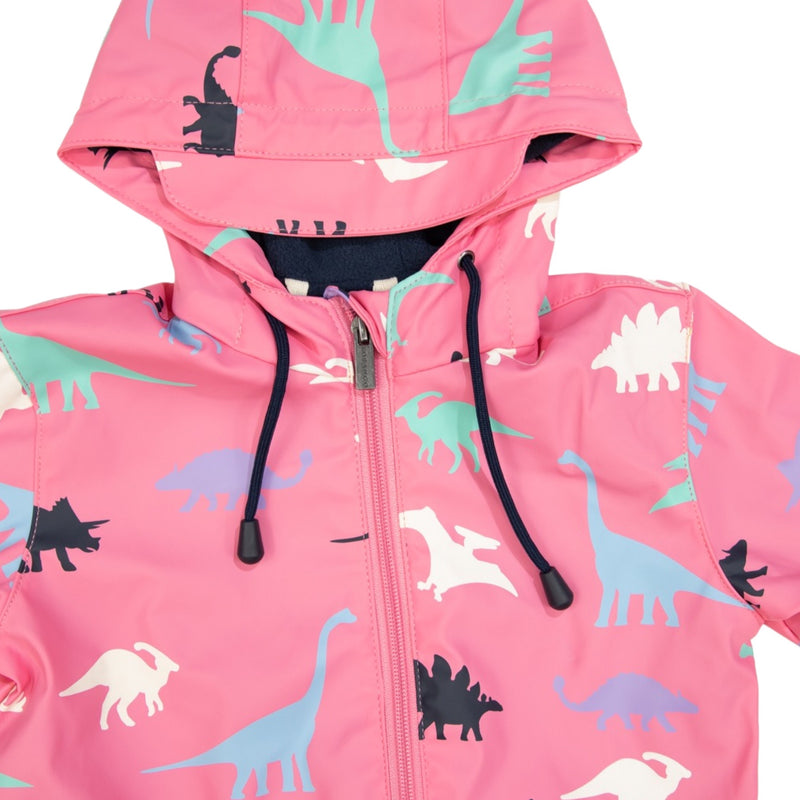 Korango Dino Colour Change Rain Suit - Hot Pink