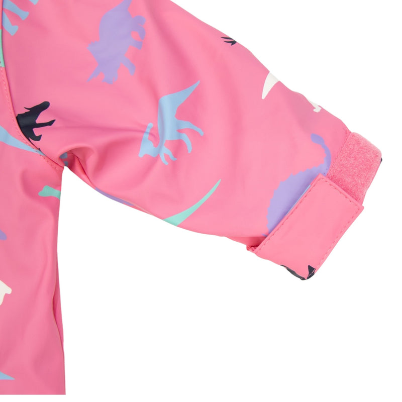 Korango Dino Colour Change Rain Suit - Hot Pink
