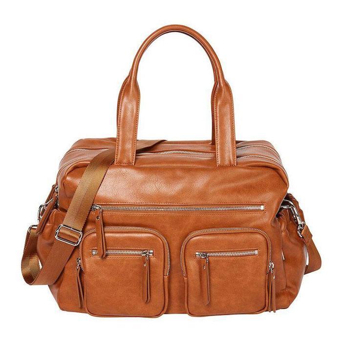 Faux Leather Carry All Nappy Bag Tan
