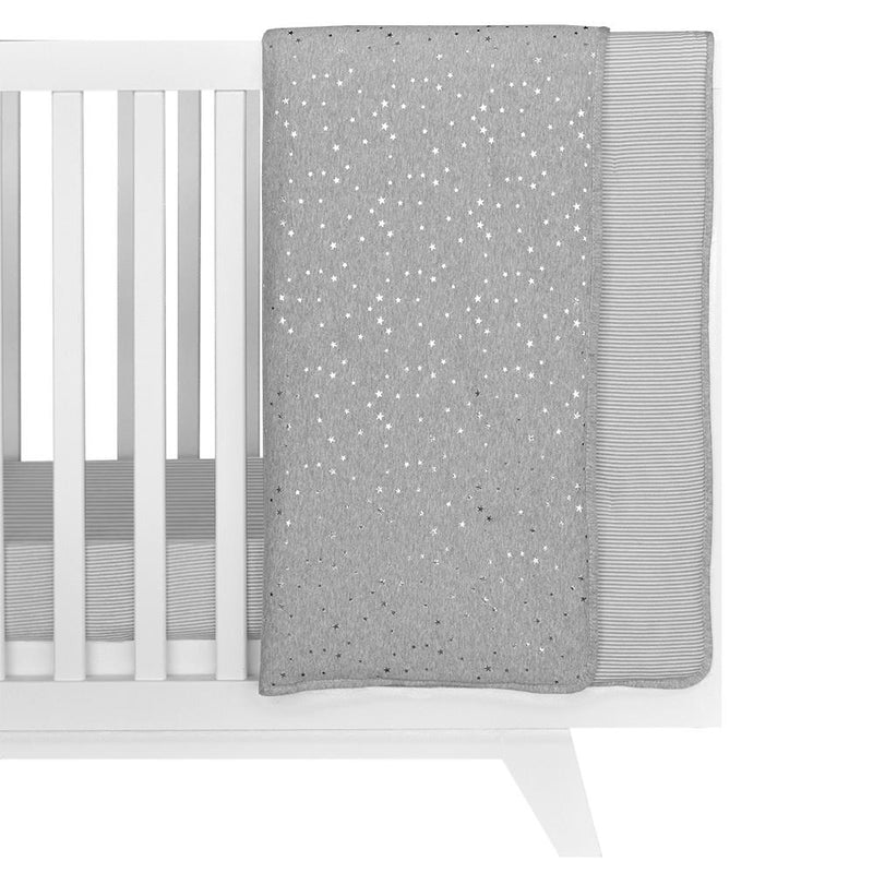 Jersey Cot Comforter Quilt - Silver Stars