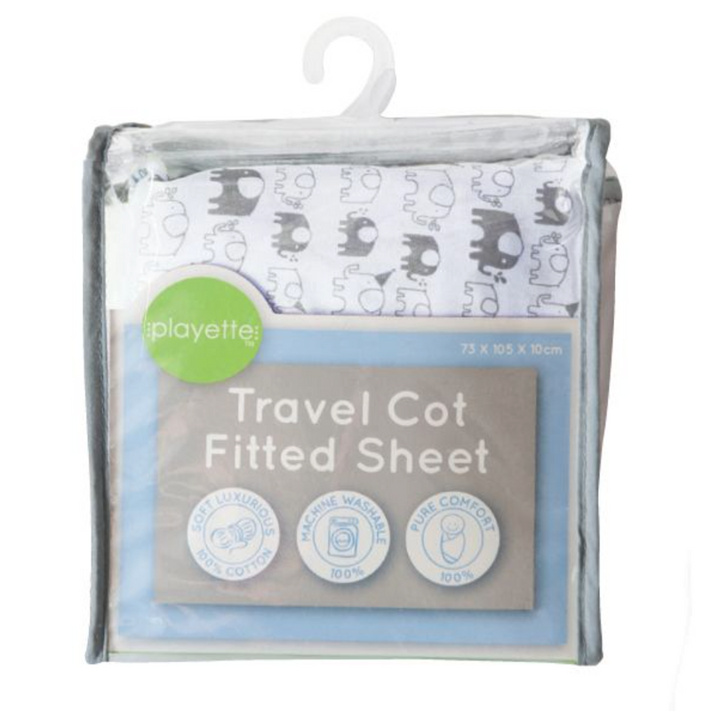 Playette Travel Cot Fitted Sheet - Elephant