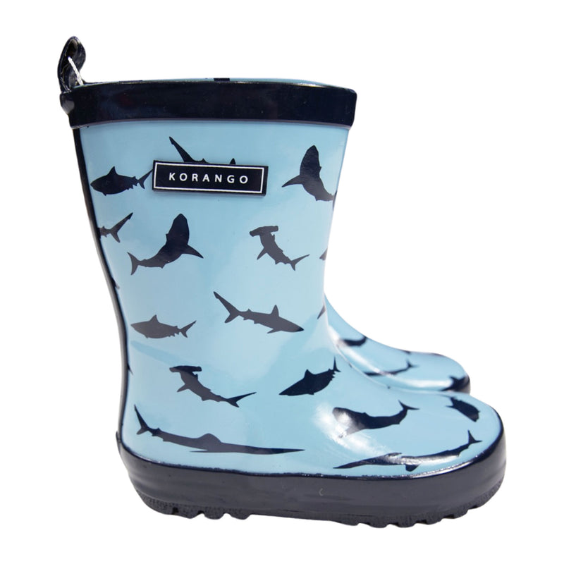 Shark Print Rain Boots - Blue