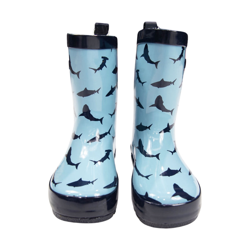Shark Print Rain Boots - Blue