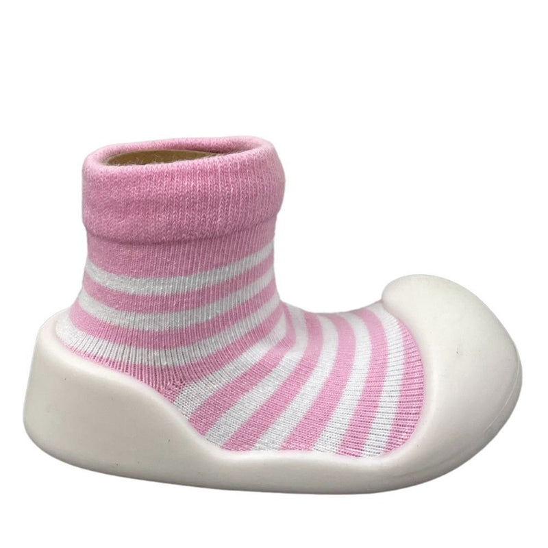 Es Kids Rubber Soled Eaton Socks - Pink Stripe