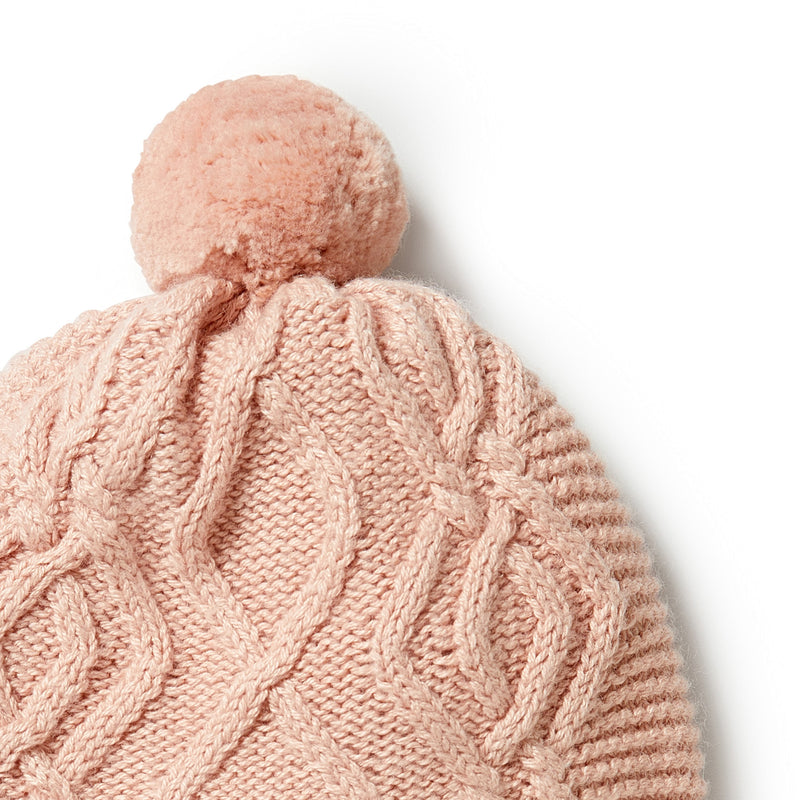 Wilson & Frenchy Knitted Cable Hat - Rose
