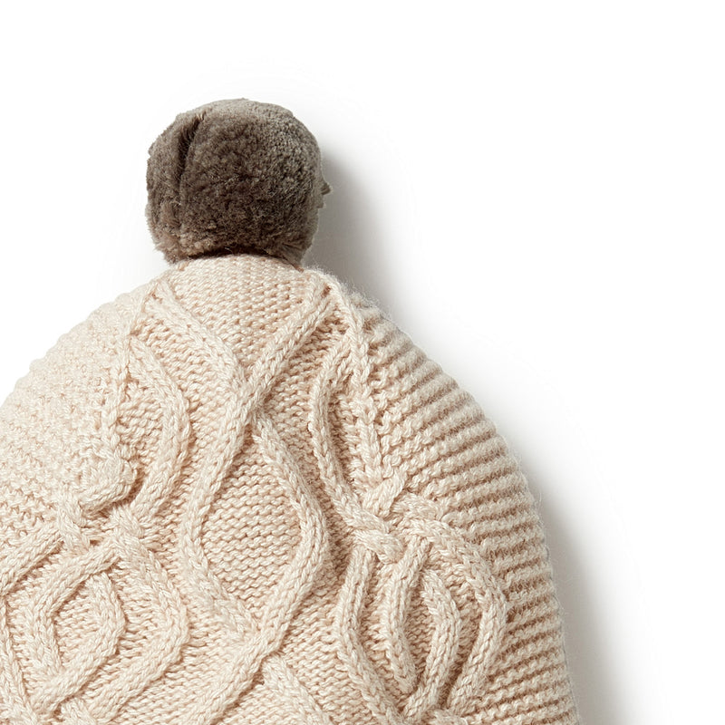 Wilson & Frenchy Knitted Cable Bonnet - Oatmeal