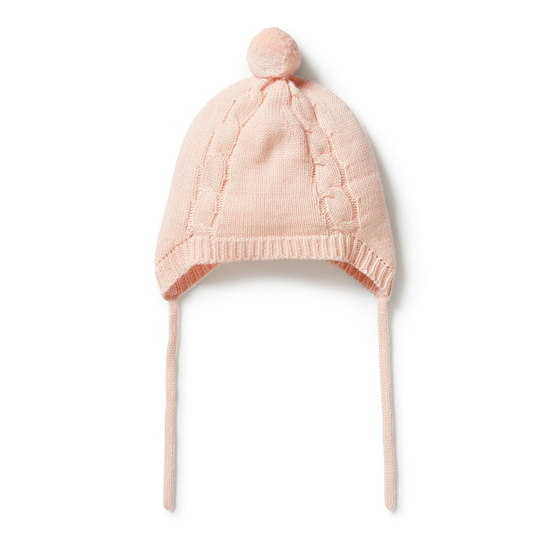 Wilson & Frenchy Knitted Cable Bonnet - Blush