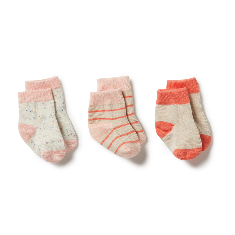Wilson & Frenchy Organic 3pk Baby Socks - Coral